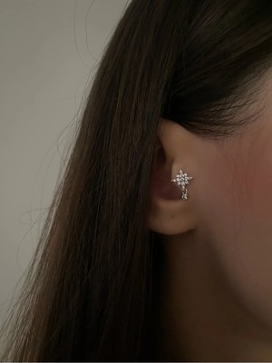 OkkoStore Kadın Sallantı Detaylı Kuzey Yıldızı Tragus Piercing
