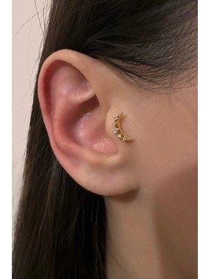 OkkoStore Çelik Taşlı Ay Piercing