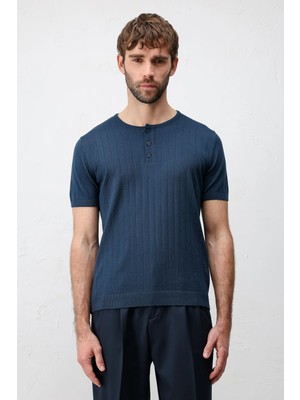 Antioch Indigo Dokulu Erkek Triko T-Shirt