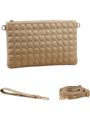 Wikidays.s Moda Trendi Kare Kapitone Desenli Kadın El ve Omuz Çantası Portföy Clutch (Orta Boy)