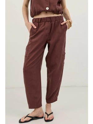 Antioch Bordo Lyocell Karışımlı Barrel Pantolon