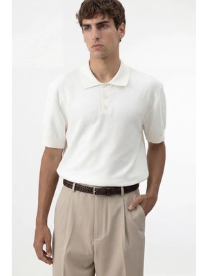 Antioch Ekru Dokulu Polo Yaka Triko Erkek T-Shirt