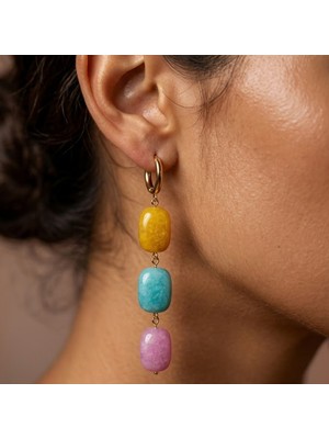 THEIA GemWorks Layla  - Renkli Kuvars Taşlı El Yapımı Küpe