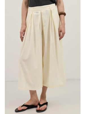 Antioch Ekru Pileli Culotte Pantolon
