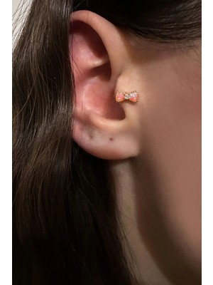 OkkoStore Cerrahi Çelik Pembe Taşlı Fiyonk Piercing