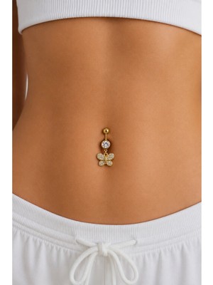 OkkoStore Çelik Sallantılı Kelebek Göbek Piercing