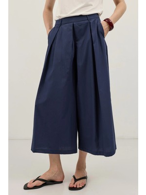 Antioch Lacivert Pileli Culotte Pantolon