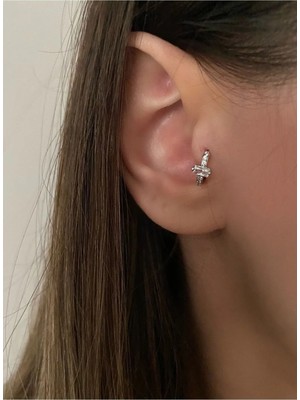 OkkoStore Kadın Silver Baget Taşlı Halka Tragus