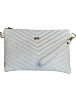 Wikidays.s Moda Trendi V Nakışlı Kapitone Desenli Kadın Portföy El ve Omuz Çantası Clutch (Küçük Boy)