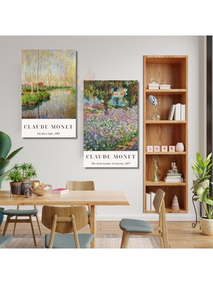 Artarilion Dikey 2'li Kanvas Tablo Seti Claude Monet Klasik Ressam Tablosu Empresyonizm Ev Ofis Tablosu