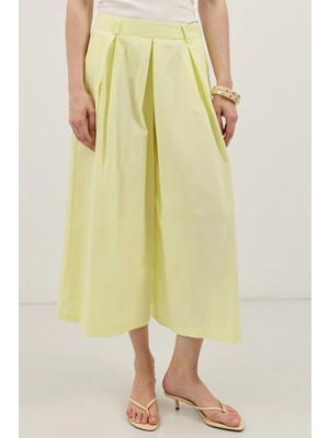 Antioch Sarı Pileli Culotte Pantolon
