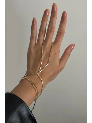 OkkoStore Kadın Parıltılı Ezme Şahmeran Tek Beden Altın Renkli Pirinç Materyal