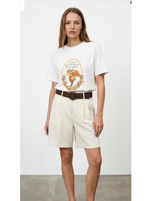 Noya Atelier Taş Işlemeli Çiçek Baskılı T-Shirt
