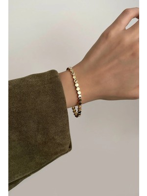 OkkoStore Kadın Gold Etha Taşlı Bileklik