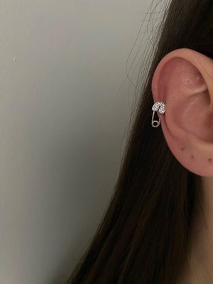 OkkoStore Taşlı Çengelli Detaylı Halka Tragus Piercing