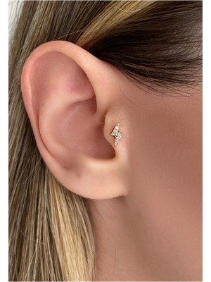 OkkoStore Gold Rengi Şimşek Tragus Piercing Cerrahi Çelik 6mm