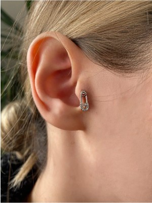 OkkoStore Kadın Silver Rengi Cerrahi Çelik  Şimşek Tragus Kıkırdak Piercing 6mm