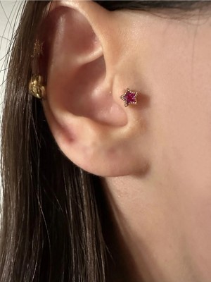 OkkoStore Cerrahi Çelik Renkli Yıldız Tragus, Piercing