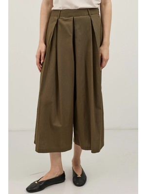 Antioch Haki Pileli Culotte Pantolon