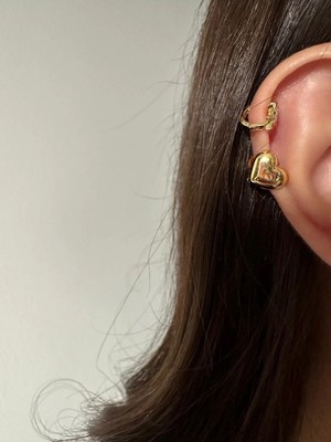 OkkoStore Cerrahi Çelik Kalp Üç Boyutlu Halka Tragus Piercing