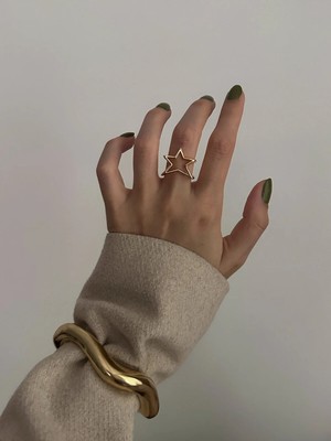 OkkoStore Kadın Gold Ayarlanabilir Yıldız Yüzük
