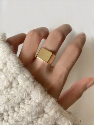 OkkoStore Kadın Gold Rengi Kare Yüzük