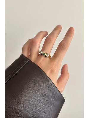 OkkoStore Yeşil Damla Taş Ayarlanabilir Yüzük