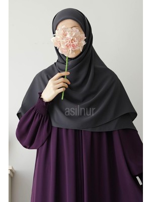 Asilnur Elif Büyük Boy Eşarp 120X120 Füme