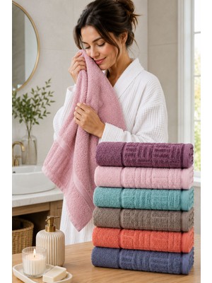Elif Mira 6 Lı El Yüz Havlu Seti %100 Pamuklu Kısmi Kadife Velvet Collection