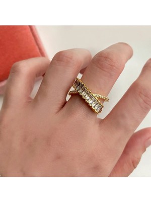 OkkoStore Kadın Gold Renkli Ayarlanabilir Çapraz Yüzük