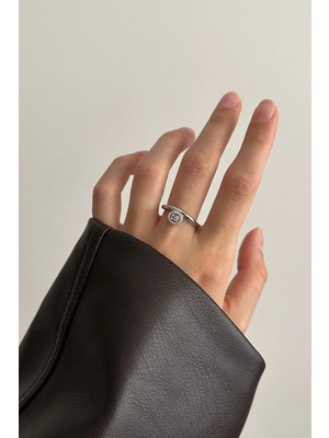 OkkoStore Yuvarlak Tek Taşlı Ayarlanabilir Yüzük