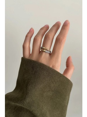 OkkoStore Çift Renk Zincir Detaylı Ayarlanabilir Yüzük