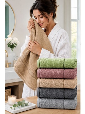 Elif Mira 6 Lı El Yüz Havlu Seti %100 Pamuklu Kısmi Kadife Velvet Collection