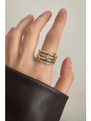 OkkoStore 4'lü Taşlı Birleşik Halkalı Yüzük