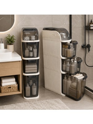 Begin Power Xl Portatif Dolap Çok Amaçlı Tekerlekli Banyo Dolabı Şeffaf Kapaklı Düzenleyici Organizer