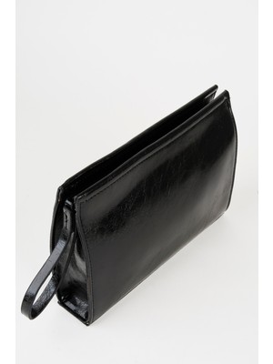 Vivaq Kadın Petunya Siyah Astarlı Suni Deri Bilek Askılı Portföy El ve Clutch Çanta