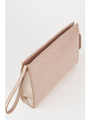 Vivaq Kadın Petunya Dokulu Vizon Astarlı Suni Deri Bilek Askılı Portföy El ve Clutch Çanta
