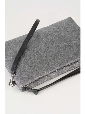 Vivaq Kadın Bellis Simli Gri Astarlı Suni Deri Bilek Askılı Portföy El ve Clutch Çanta