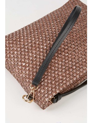 Vivaq Kadın Bellis Hasır Açık Kahve Astarlı Suni Deri Bilek Askılı Portföy El ve Clutch Çanta