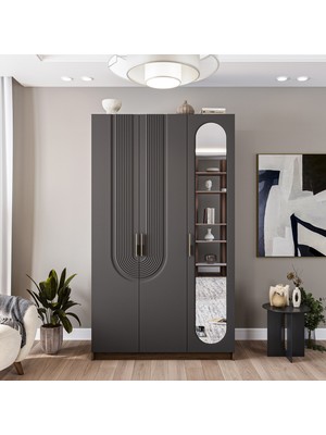 Velmo Aspen 3 Kapaklı Gardırop (Antrasit)