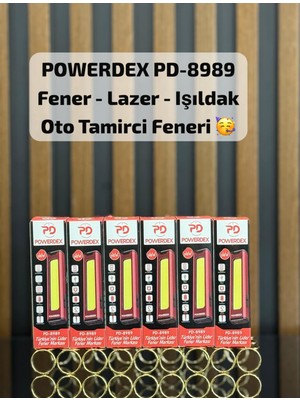 Powerdex PD-8989 Şarjlı LED El Feneri Lazer Işıldak Oto Tamirci Kamp Çalışma Lambası