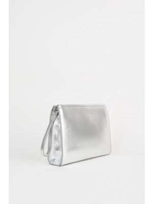 Vivaq Kadın Petunya Gümüş Astarlı Suni Deri Bilek Askılı Portföy El ve Clutch Çanta