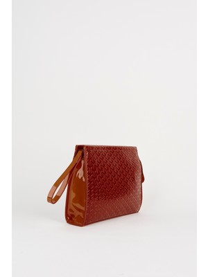 Vivaq Kadın Petunya Dokulu Taba Astarlı Suni Deri Bilek Askılı Portföy El ve Clutch Çanta