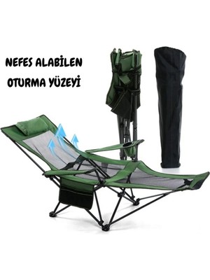 Windcamp Katlanır Kamp Sandalyesi Şezlong Yeşil Konforlu ve Taşınabilir
