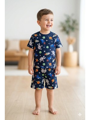 Tayo Baby Yazlık Kısa Kollu Erkek Çocuk Pijama Takımı Desenli %100 Pamuk Süprem