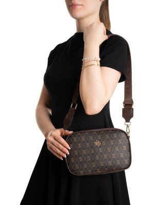 Sannora Bags Kadın Desenli Omuz ve Çapraz Askılı Çanta 2 Bölmeli Günlük Şık Kol Çantası