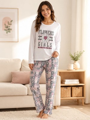 Stsahra  Kadın Beyaz Pijama Takımı