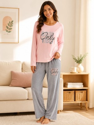 Stsahra  Kadın Pudra Pijama Takımı