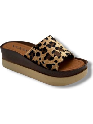 Voga 2500-272 Leopar Desenli Anatomik Dolgu Taban Kadın Terlik