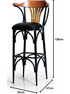 Dengema 169/75 Bar Taburesi – Siyah  Deri Oturum, Metal Ayaklı, 75 cm Yükseklik Bar Sandalyesi